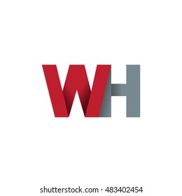 Initial letters WH overlapping fold logo red gray