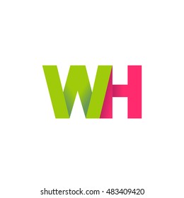 Initial letters WH overlapping fold logo green magenta