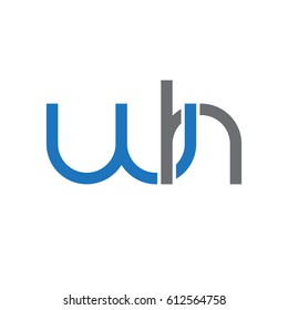 Initial letters wh, round overlapping lowercase logo modern design blue gray