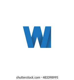 Initial letters WI overlapping fold logo blue