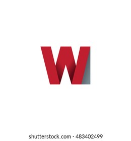 Initial letters WI overlapping fold logo red gray