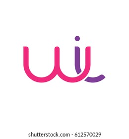 Initial letters wi, round overlapping chain shape lowercase logo modern design pink purple
