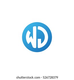 Initial letters WJ circle shape blue simple logo