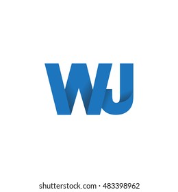 Initial letters WJ overlapping fold logo blue