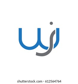Initial letters wj, round overlapping lowercase logo modern design blue gray