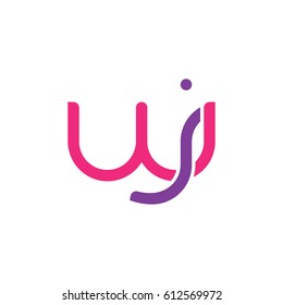 Initial letters wj, round overlapping chain shape lowercase logo modern design pink purple