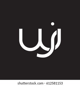 Initial letters wj, round overlapping chain shape lowercase logo modern design white black background