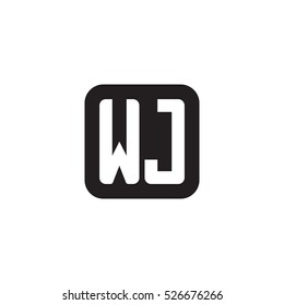 Initial letters WJ rounded square shape monogram black simple logo