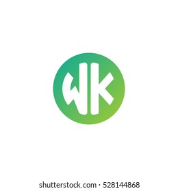 Initial letters WK circle shape green simple logo