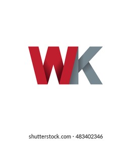 Initial letters WK overlapping fold logo red gray