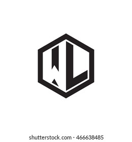 Initial letters WL negative space hexagon shape monogram logo