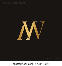 Initial letters wm  linked monogram logo vector. Business logo monogram with two overlap letters inside circle isolated on white background.