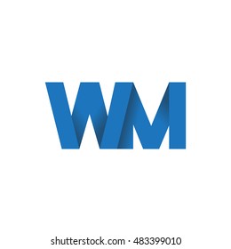 Initial letters WM overlapping fold logo blue
