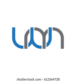 Initial letters wm, round overlapping lowercase logo modern design blue gray