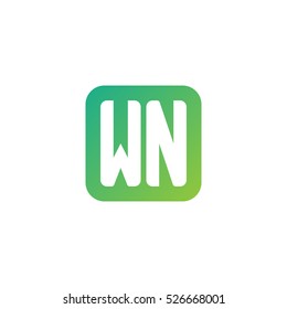 Initial letters WN rounded square shape green simple logo