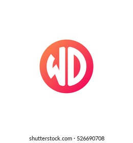 Initial letters WO circle shape red orange simple logo