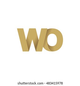 Initial letters WO overlapping fold logo brown gold