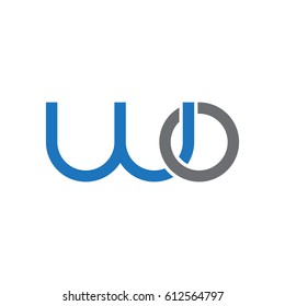 Initial letters wo, round overlapping lowercase logo modern design blue gray