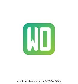 Initial letters WO rounded square shape green simple logo