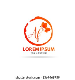  initial letters woman face in butterfly circle orange logo