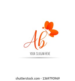  initial letters woman face in butterfly logo