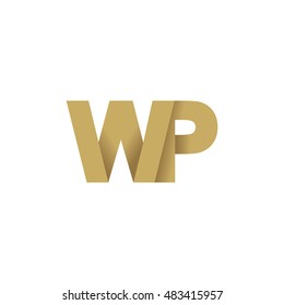 Initial letters WP overlapping fold logo brown gold