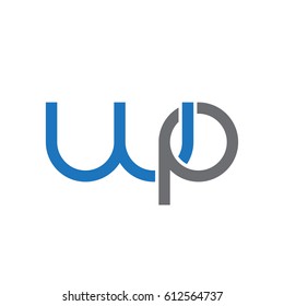 Initial letters wp, round overlapping lowercase logo modern design blue gray