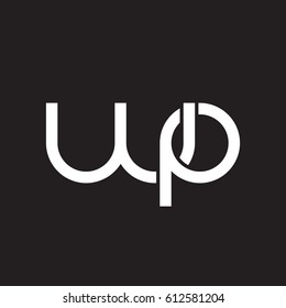 Initial letters wp, round overlapping chain shape lowercase logo modern design white black background