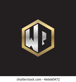 Initial letters WQ negative space hexagon shape logo silver gold