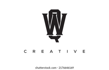 Letras iniciales WQ, diseño del logotipo del Monograma QW con el símbolo del alfabeto del estilo creativo. WQ, letras espirales QW emblema vectorial universal elegante, logotipo. Símbolo gráfico del alfabeto para identidad corporativa