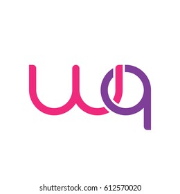 Initial letters wq, round overlapping chain shape lowercase logo modern design pink purple