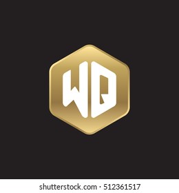 Initial letters WQ rounded hexagon shape gold modern logo