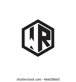 Initial letters WR negative space hexagon shape monogram logo