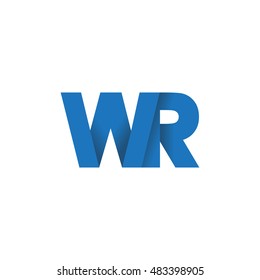 Initial letters WR overlapping fold logo blue