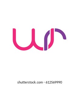 Initial letters wr, round overlapping chain shape lowercase logo modern design pink purple