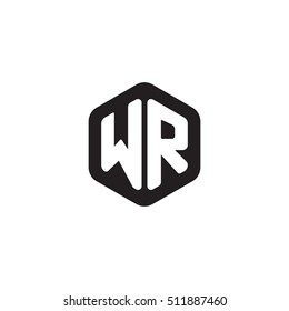 Initial letters WR rounded hexagon shape monogram black simple modern logo