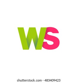 Initial letters WS overlapping fold logo green magenta