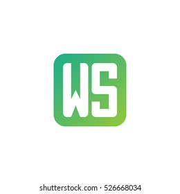 Initial letters WS rounded square shape green simple logo