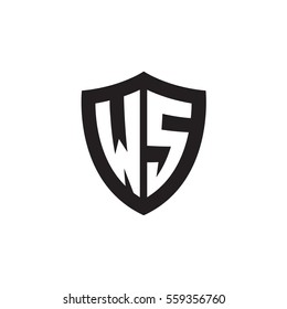Initial letters WS shield shape black monogram logo