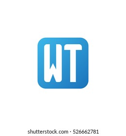 Initial letters WT rounded square shape blue simple logo
