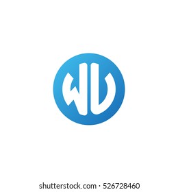 Initial letters WU circle shape blue simple logo