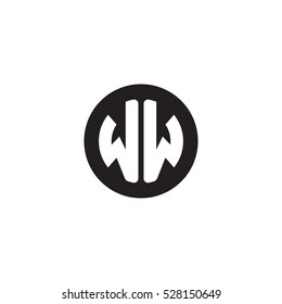 Initial letters WW circle shape monogram black simple logo