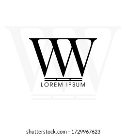 Initial letters ww linked monogram logo vector. Business logo monogram with two overlap letters inside circle isolated on white background.