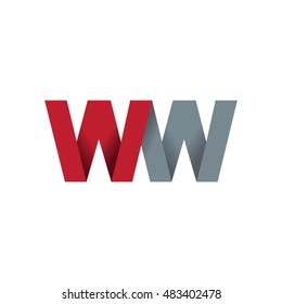 Initial letters WW overlapping fold logo red gray