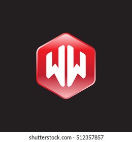 Initial letters WW rounded hexagon shape red modern logo