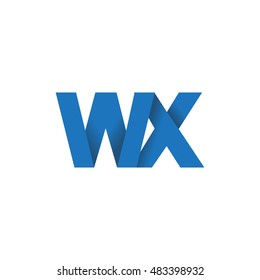 Initial letters WX overlapping fold logo blue