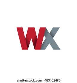 Initial letters WX overlapping fold logo red gray