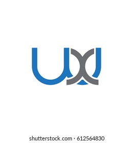 Initial letters wx, round overlapping lowercase logo modern design blue gray