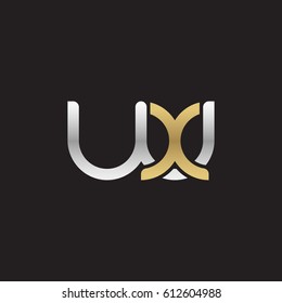 Initial letters wx, round overlapping chain shape lowercase logo modern design silver gold