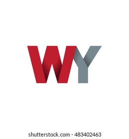 Initial letters WY overlapping fold logo red gray